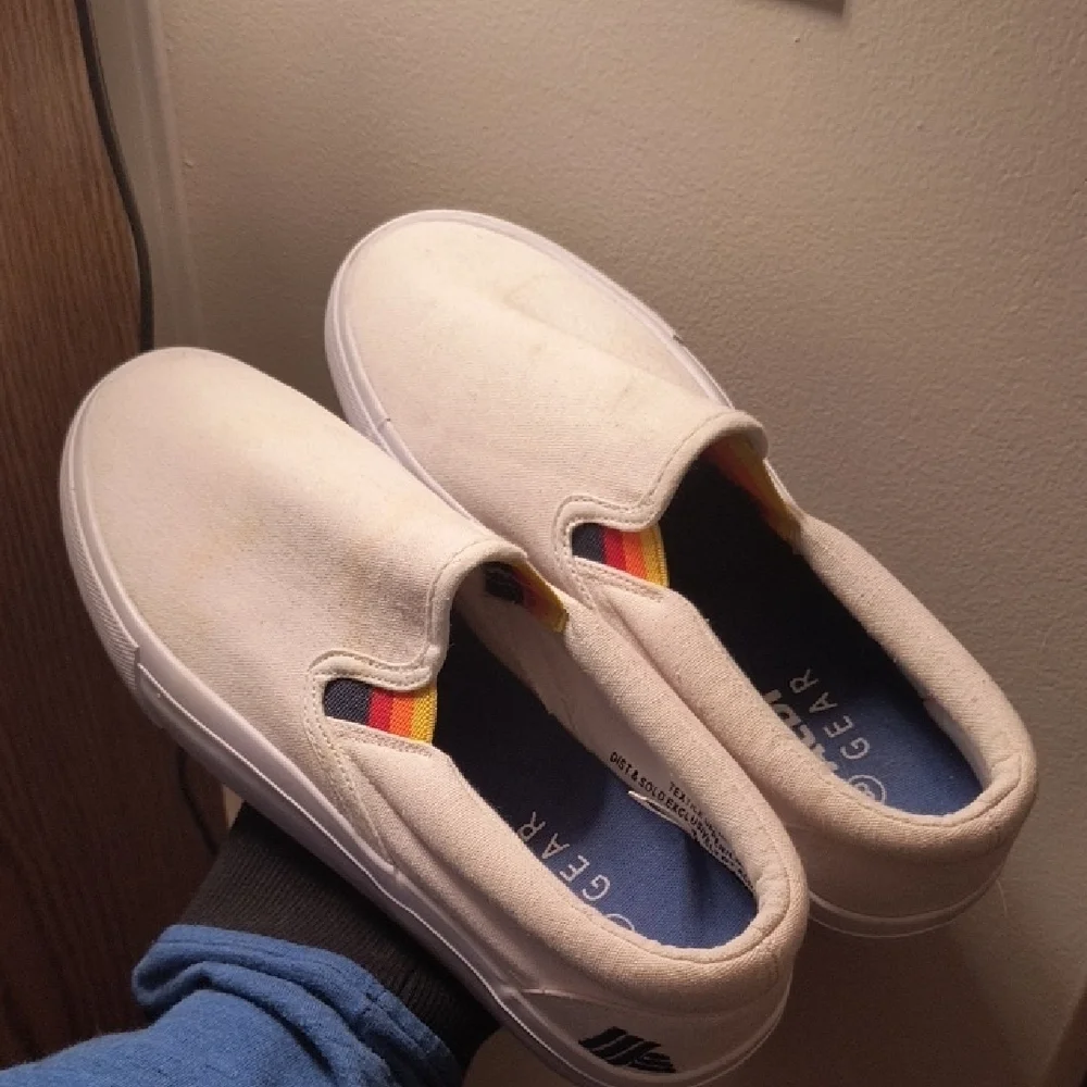 Aldi Gear White Slip-On Sneakers with Colorful Accent